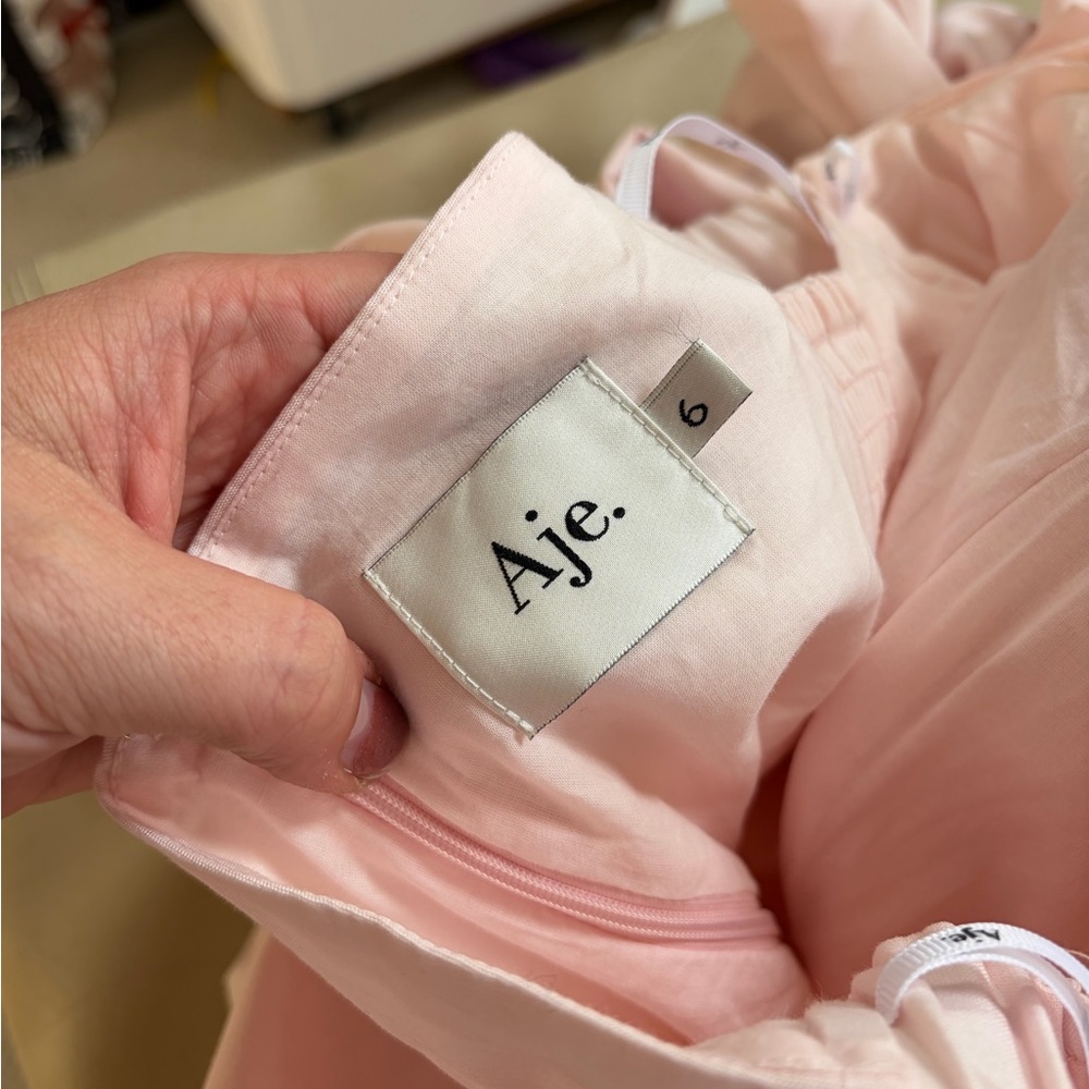 Aje Etta Pink Linen Midi Dress‎ size 2 - Picture 7 of 8